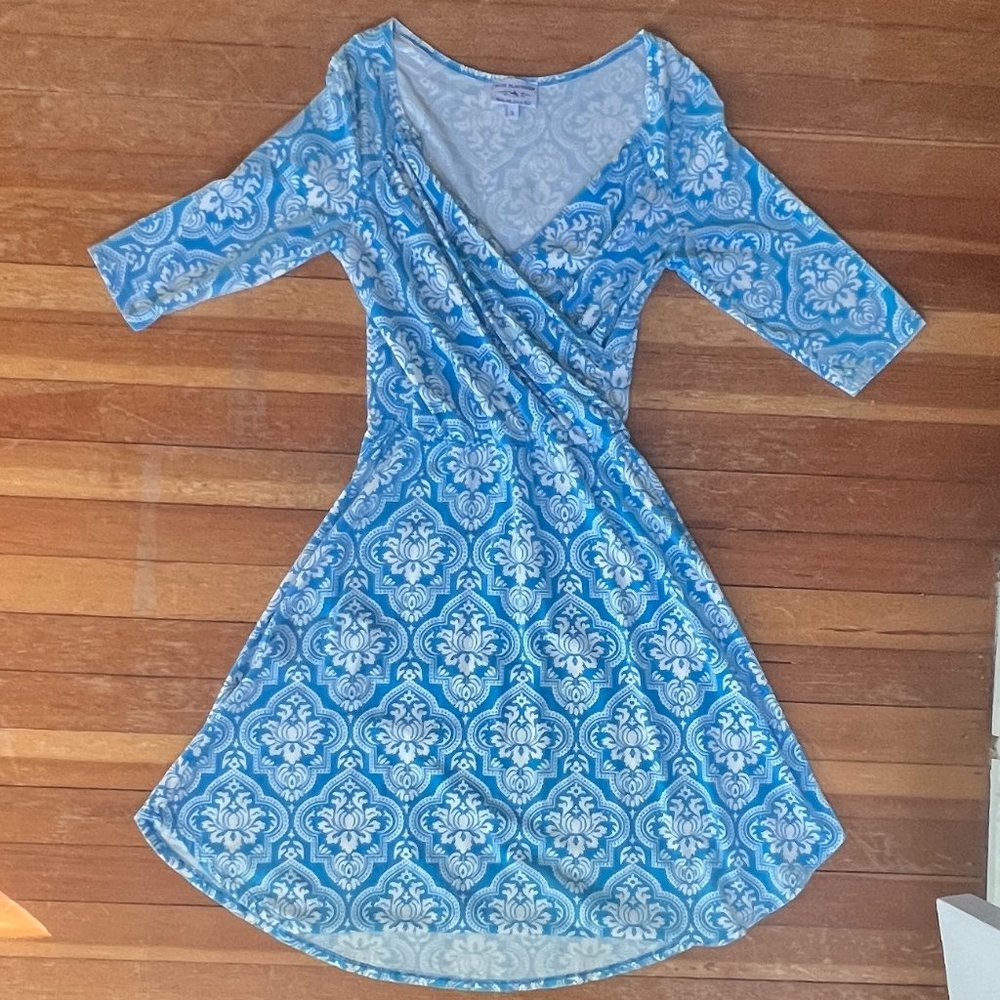Blue Platypus Faux Wrap Dress - Sz Small